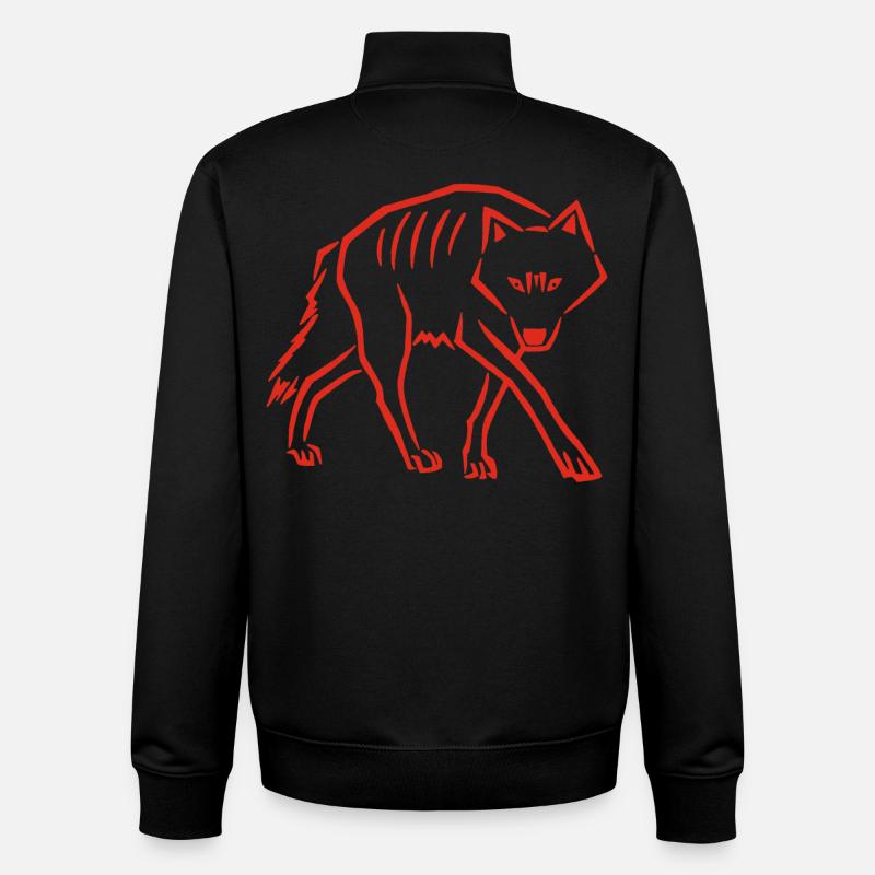 à pas de loup (rouge) - Sweat zippé unisexe en coton bio Stanley/Stella - noir