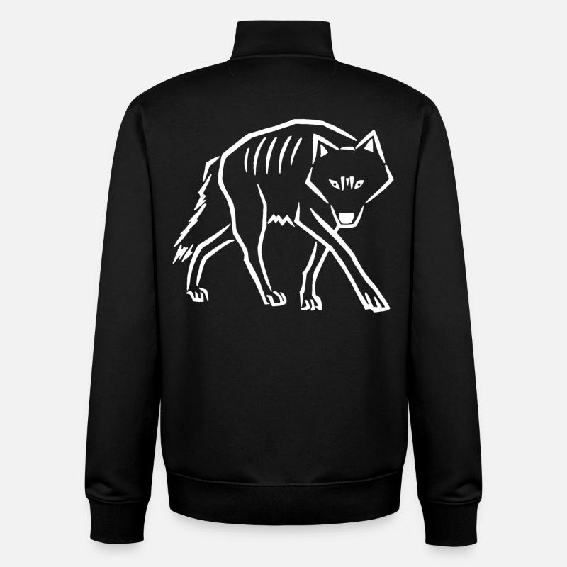 à pas de loup (blanc) - Sweat zippé unisexe en coton bio Stanley/Stella - noir