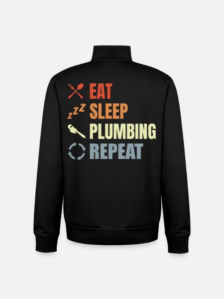 Eat Sleep Plumbing Repeat - Unisex Organic Zip Sweatshirt by Stanley/Stella - black