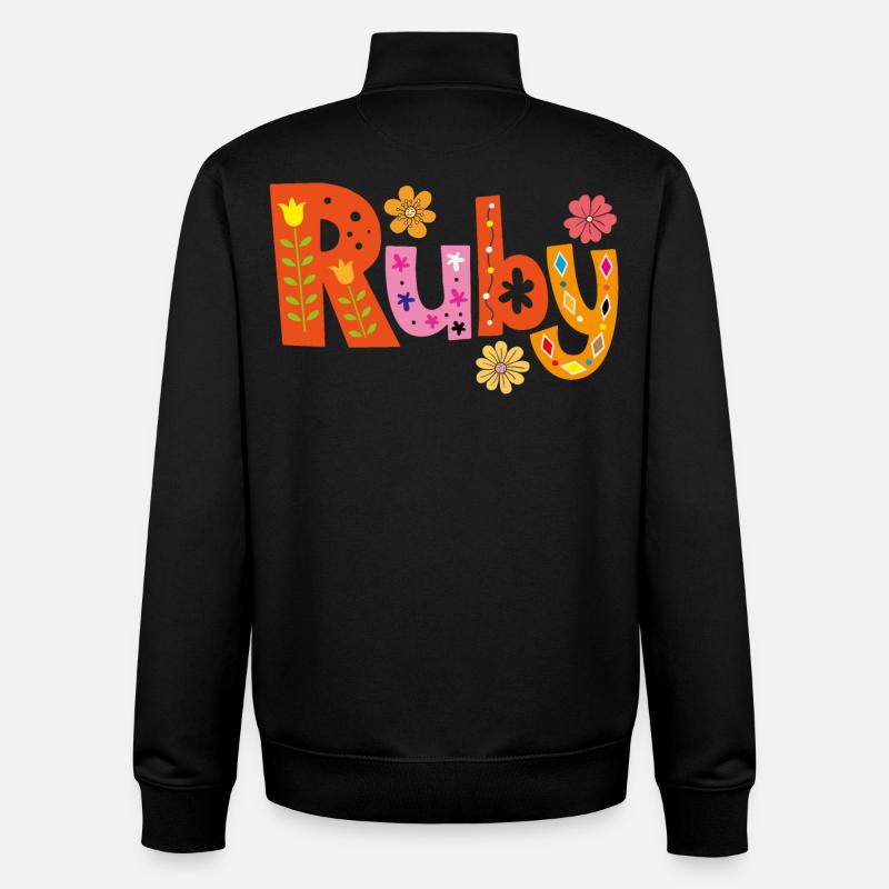 Personalisierter Ruby-Name - Unisex Organic Zip Sweatshirt von Stanley/Stella - Schwarz