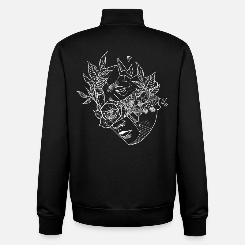 Masque de fleur 2 - Sweat zippé unisexe en coton bio Stanley/Stella - noir