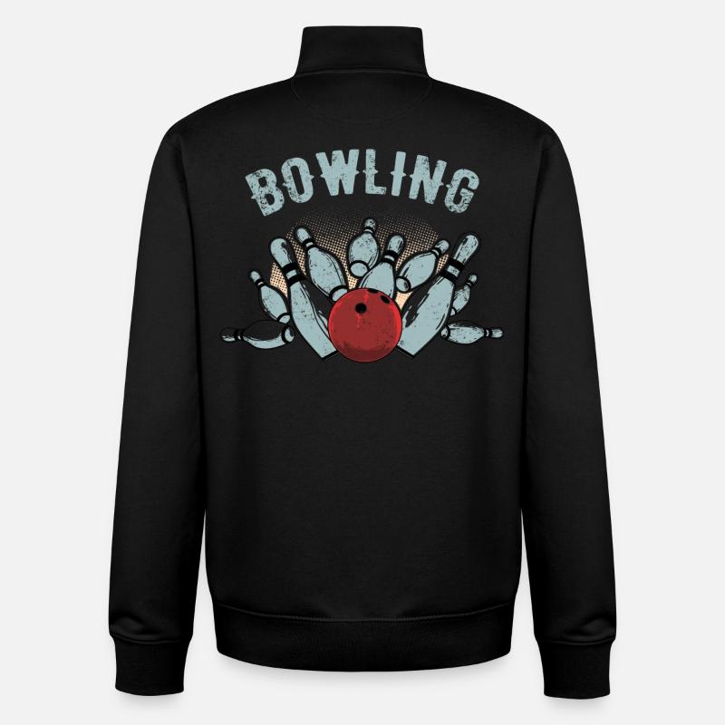 Bowling Strike Sketch - Unisex Organic Zip Sweatshirt by Stanley/Stella - black