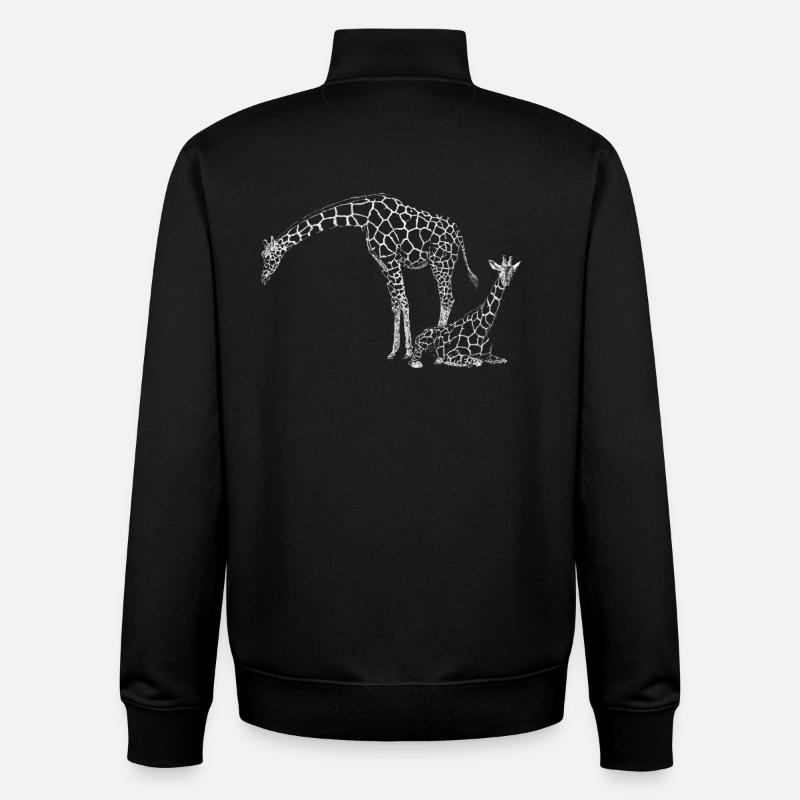 Girafes - Sweat zippé unisexe en coton bio Stanley/Stella - noir