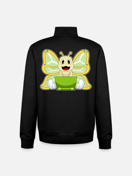 Butterfly Laptop - Unisex Organic Zip Sweatshirt by Stanley/Stella - black