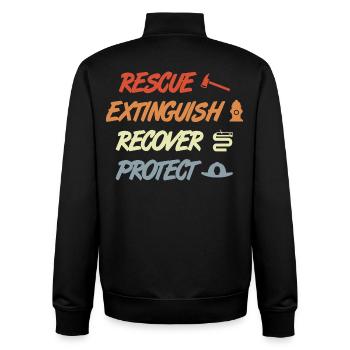 Rescue Extinguish Recover Protect - Unisex Organic Zip Sweatshirt by Stanley/Stella - black - Back - AI Model Male 185 light (185cm)