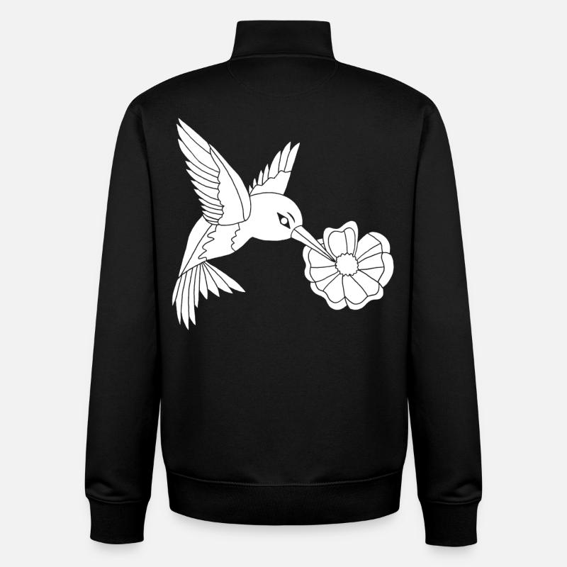 Oiseau butineur blanc - Sweat zippé unisexe en coton bio Stanley/Stella - noir