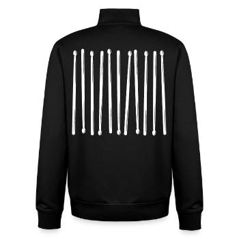 Motif vertical des baguettes de batterie - Sweat zippé unisexe en coton bio Stanley/Stella - noir - Dos - AI Model Male 185 light (185cm)