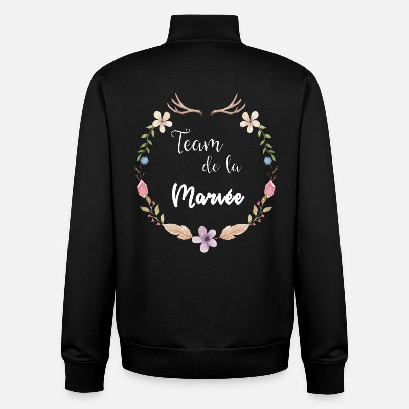 Collection mariage Bohème - Team de la Mariée - Sweat zippé unisexe en coton bio Stanley/Stella - noir
