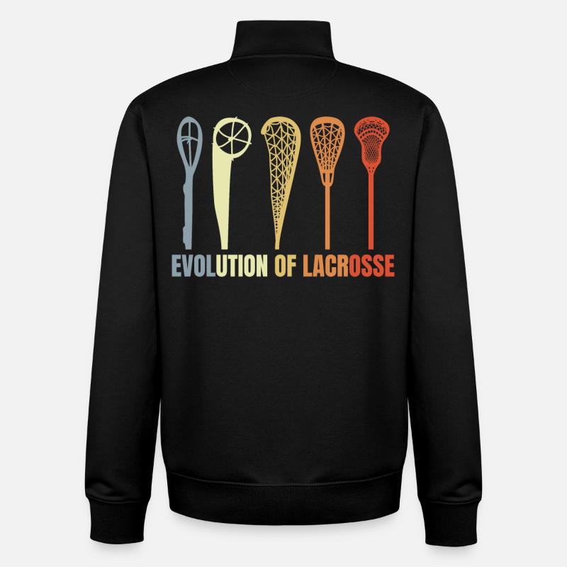 Evolution of Lacrosse - Unisex Organic Zip Sweatshirt by Stanley/Stella - black