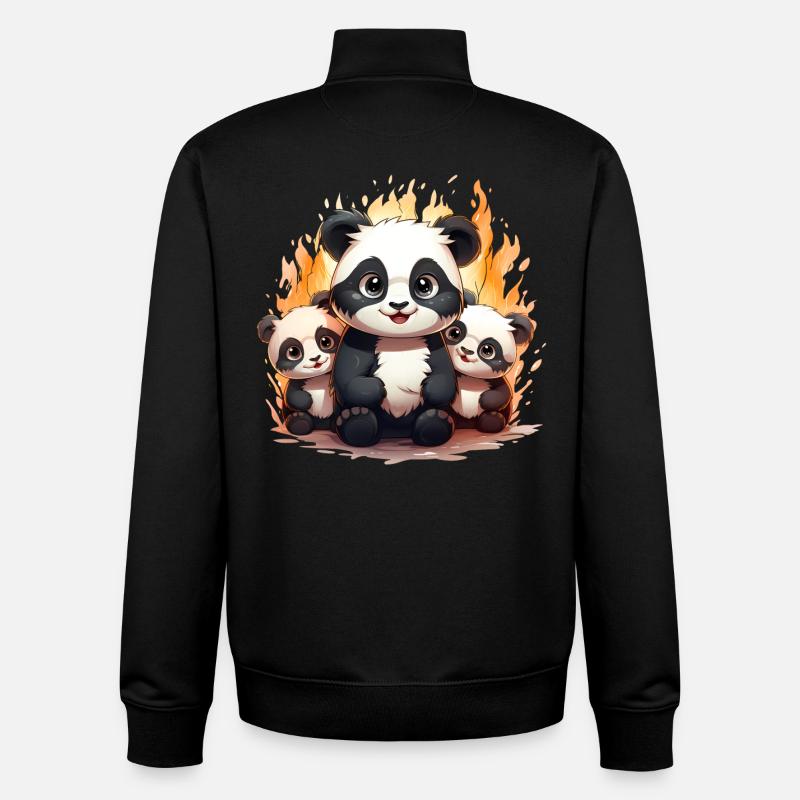 Escouade de bébés pandas - Sweat zippé unisexe en coton bio Stanley/Stella - noir