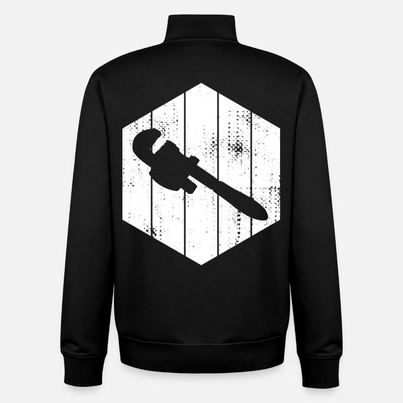 Croquis de clé à pipe - Sweat zippé unisexe en coton bio Stanley/Stella - noir