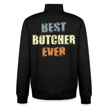 Best Butcher Ever - Unisex Organic Zip Sweatshirt by Stanley/Stella - black - Back - AI Model Male 185 light (185cm)
