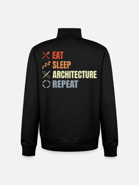 Manger Sommeil Architecture Répéter - Sweat zippé unisexe en coton bio Stanley/Stella - noir
