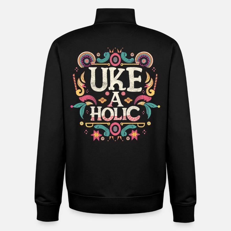 Uke-aholic - Sweat zippé unisexe en coton bio Stanley/Stella - noir