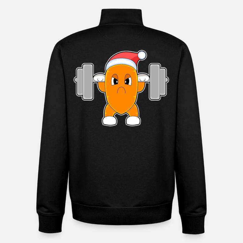 Carotte Noël Musculation - Sweat zippé unisexe en coton bio Stanley/Stella - noir