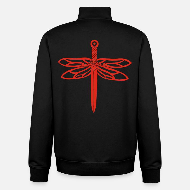 épée rouge et ailes de libellule - Sweat zippé unisexe en coton bio Stanley/Stella - noir