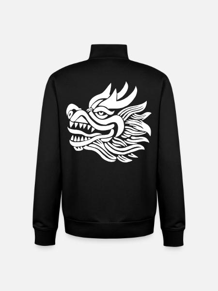 Chinese Dragon Head (White) - Unisex Organic Zip Sweatshirt by Stanley/Stella - black