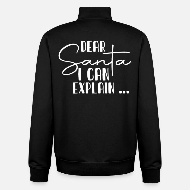 Dear Santa I Can Explain - Unisex Organic Zip Sweatshirt by Stanley/Stella - black