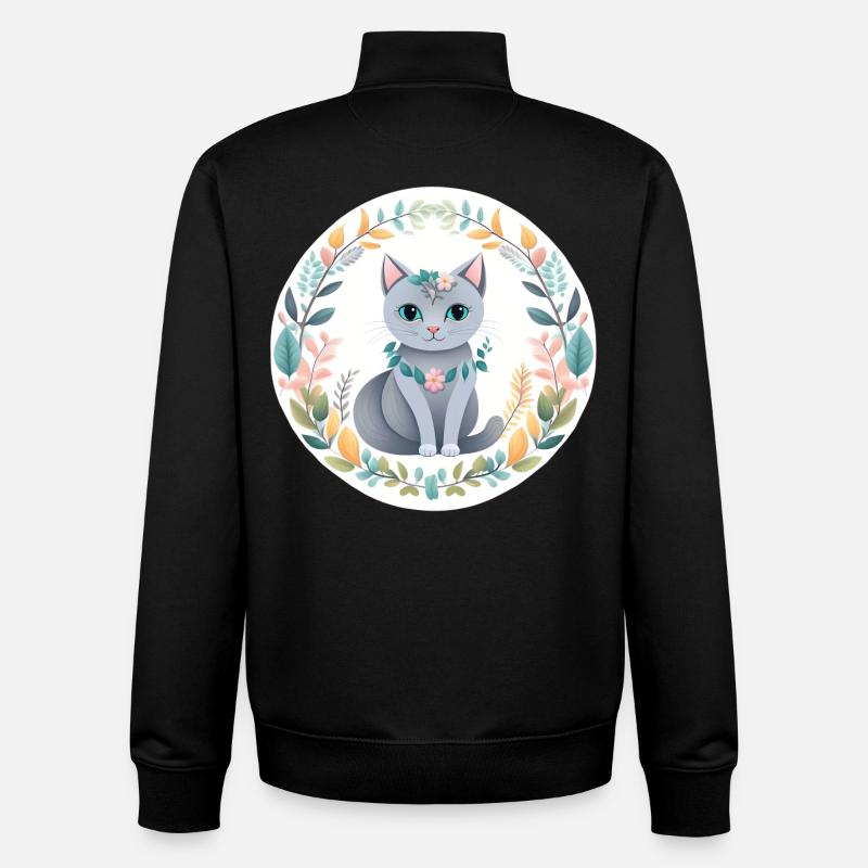 Nature Liberté Chat - Sweat zippé unisexe en coton bio Stanley/Stella - noir