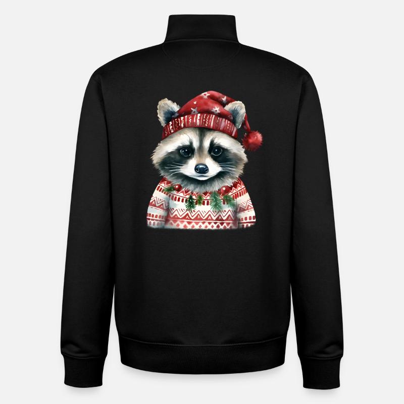 Herr Waschbär im Norweger-Pulli - Unisex Organic Zip Sweatshirt von Stanley/Stella - Schwarz