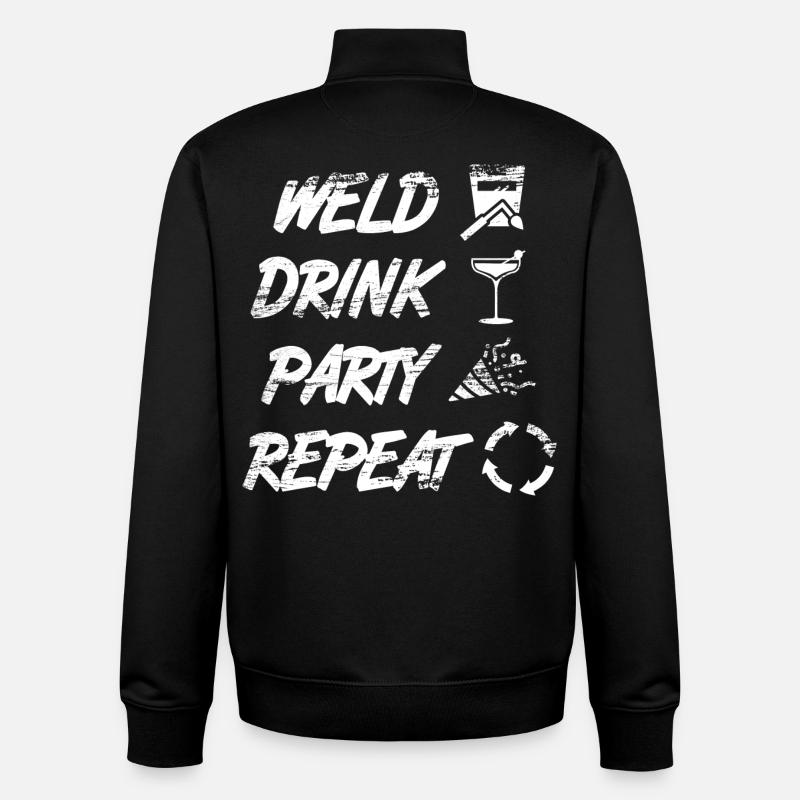 welding, drinking, celebrating, repeating - Unisex Organic Zip Sweatshirt by Stanley/Stella - black