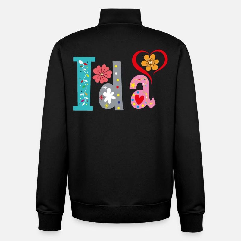 Personalisierter Ida-Name - Unisex Organic Zip Sweatshirt von Stanley/Stella - Schwarz
