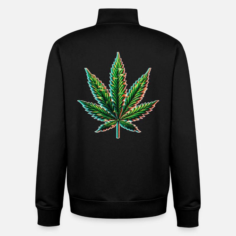 Cannabis Glitch - Unisex Organic Zip Sweatshirt by Stanley/Stella - black