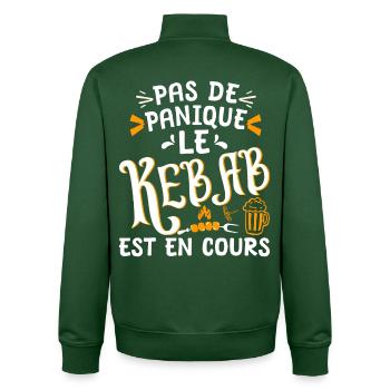 Le kebab est en cours barbecue anniversaire - Sweat zippé unisexe en coton bio Stanley/Stella - vert bouteille - Dos - AI Model Male 185 dark (185cm)