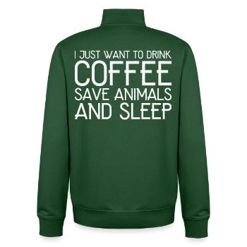 I just want to drink coffee funny shirt - Unisex Organic Zip Sweatshirt by Stanley/Stella - bottle green - Back - AI Model Male 185 dark (185cm)