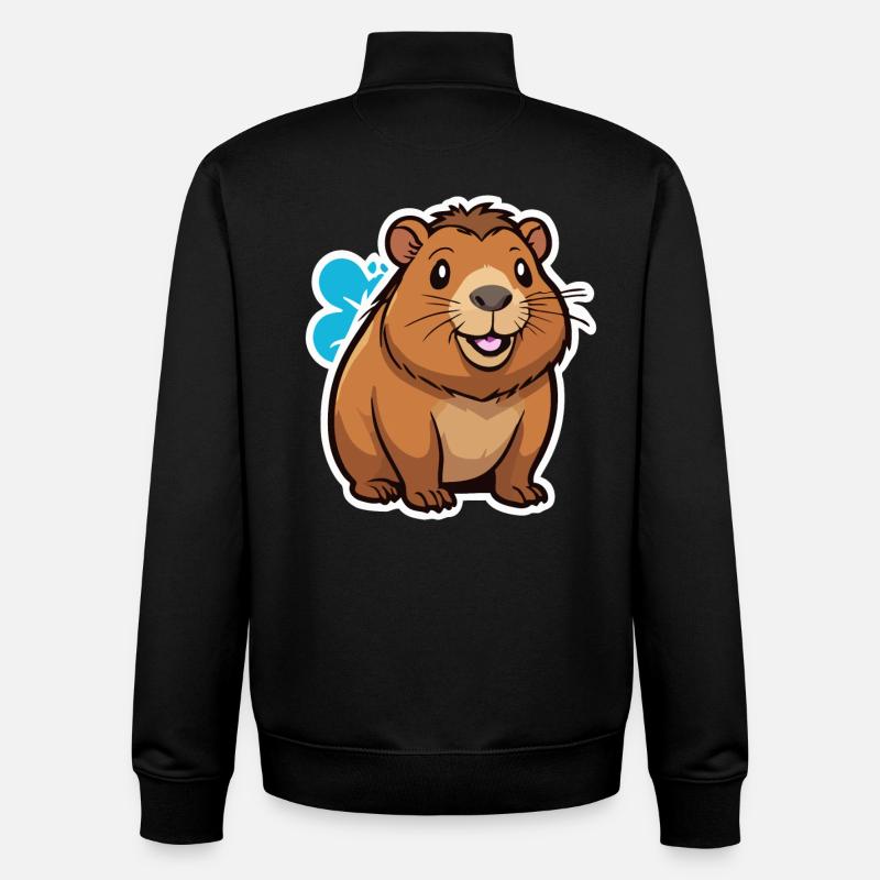 Capybara - Sweat zippé unisexe en coton bio Stanley/Stella - noir