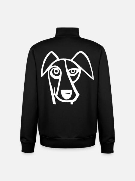 Funny White Dog - Unisex Organic Zip Sweatshirt by Stanley/Stella - black