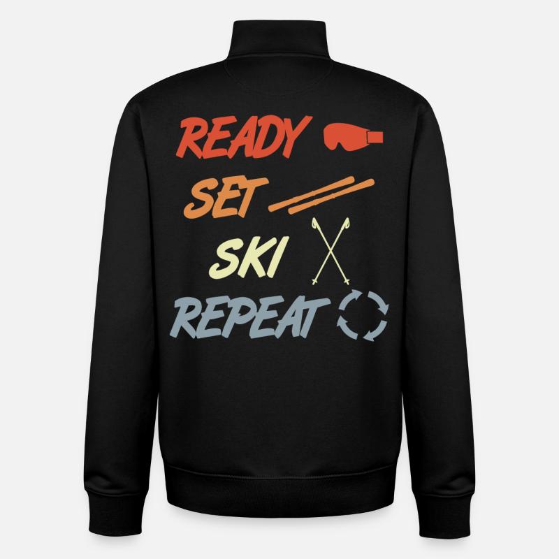 Ready Set Ski Repeat - Unisex Organic Zip Sweatshirt by Stanley/Stella - black