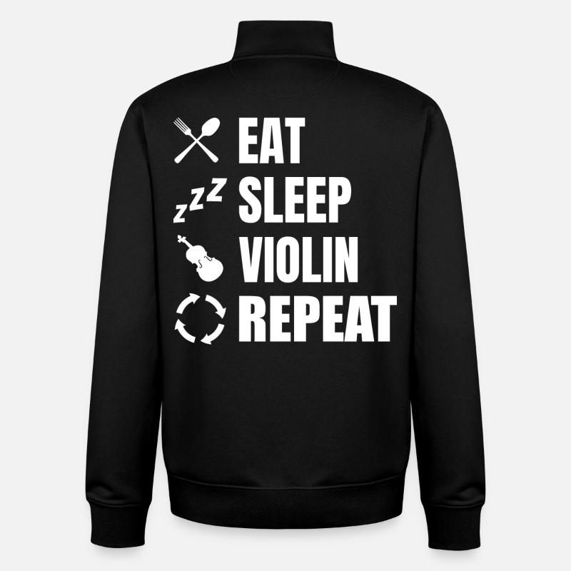 Eat Sleep Violin Repeat - Unisex Organic Zip Sweatshirt by Stanley/Stella - black
