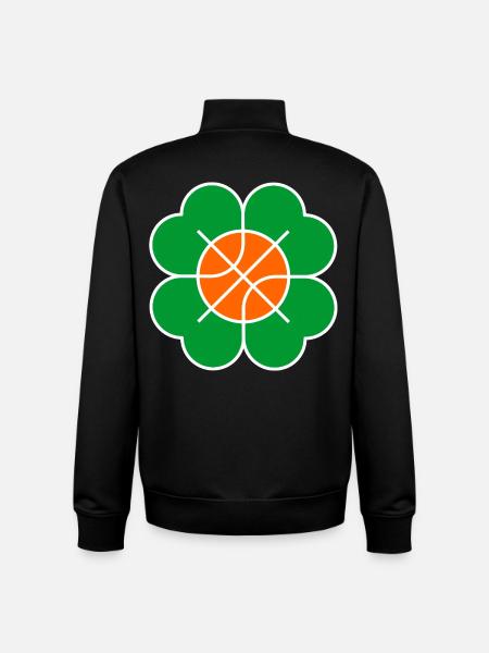 Basketball Flower - Clover Leaf - Unisex Organic Zip Sweatshirt by Stanley/Stella - black