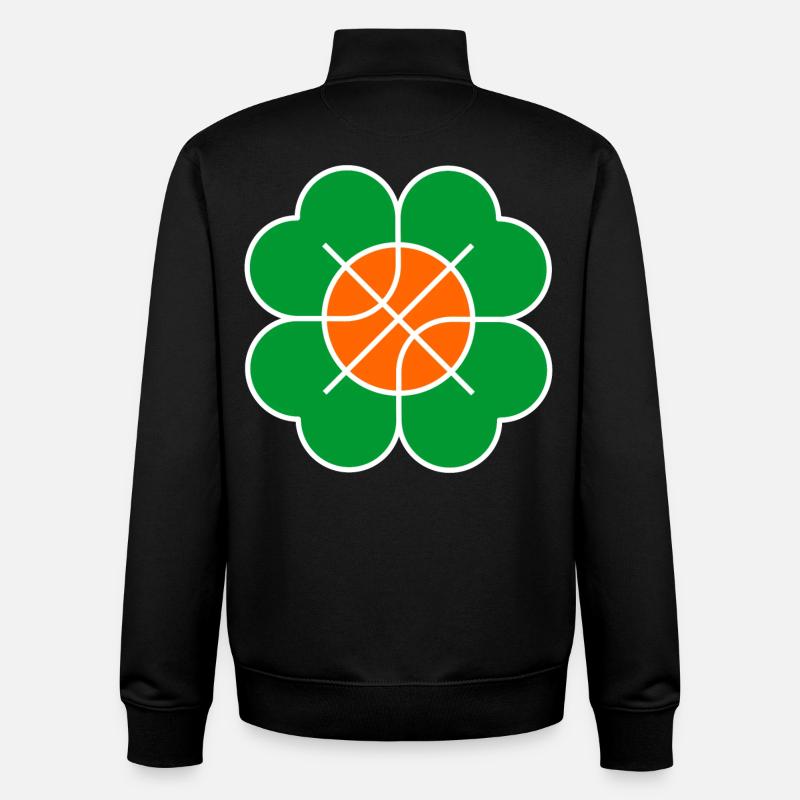 Fleur de basket-ball - Feuille de trèfle - Sweat zippé unisexe en coton bio Stanley/Stella - noir