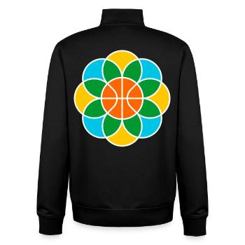 Fleur de Mandala de basket-ball - Sweat zippé unisexe en coton bio Stanley/Stella - noir - Dos - AI Model Male 185 light (185cm)