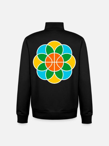Basketball Mandala Flower - Unisex Organic Zip Sweatshirt by Stanley/Stella - black