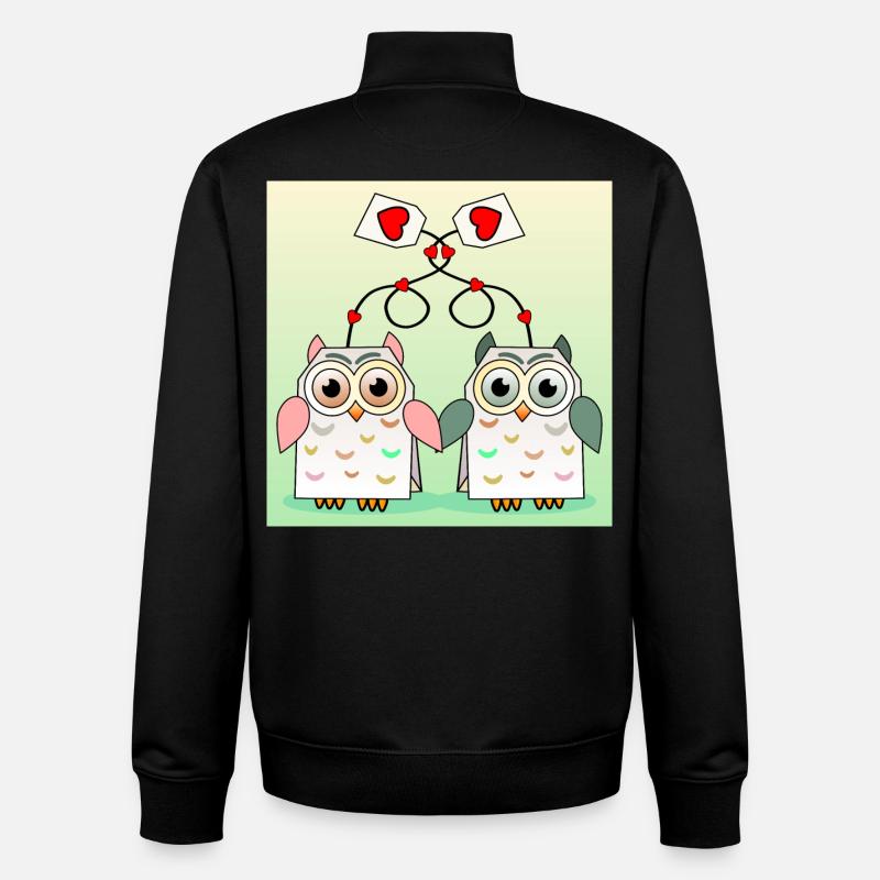 Owl Tea - Unisex Organic Zip Sweatshirt by Stanley/Stella - black