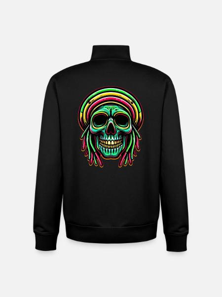 Reggae-Schädel Dekofigur Rasta-Kultur - Unisex Organic Zip Sweatshirt von Stanley/Stella - Schwarz