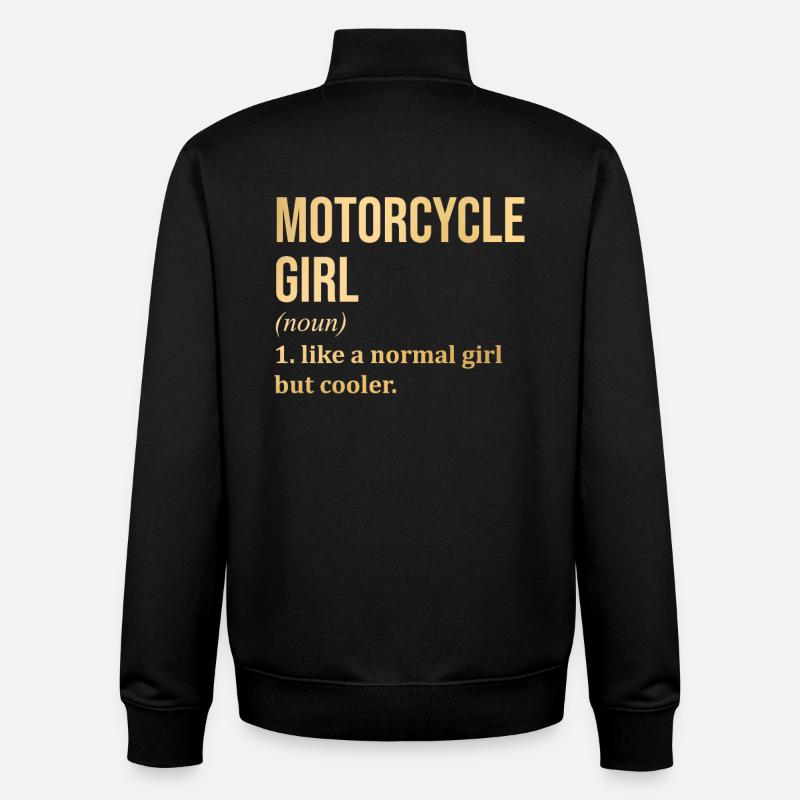 Motocyclisme Fille Drôle Dire - Sweat zippé unisexe en coton bio Stanley/Stella - noir