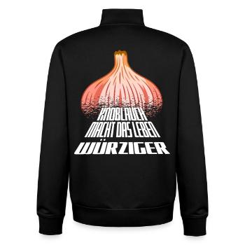 Kräftige Knoblauchgrafik mit fetter Typo - Unisex Organic Zip Sweatshirt von Stanley/Stella - Schwarz - Hinten - AI Model Male 185 light (185cm)