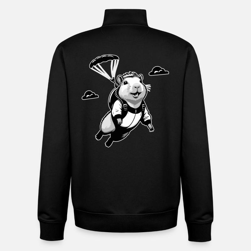 Capybara Skydiver Fallschirmspringen - Unisex Organic Zip Sweatshirt von Stanley/Stella - Schwarz