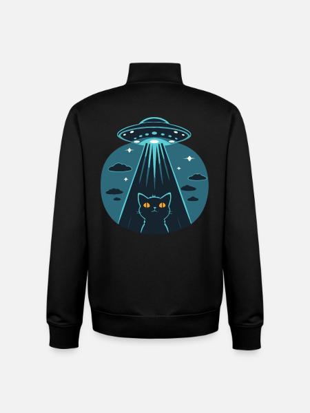Funny UFO, Alien, Cat - Unisex Organic Zip Sweatshirt by Stanley/Stella - black