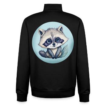 Aquarell-Illustration Niedlicher Baby-Waschbär - Unisex Organic Zip Sweatshirt von Stanley/Stella - Schwarz - Hinten - AI Model Male 185 light (185cm)