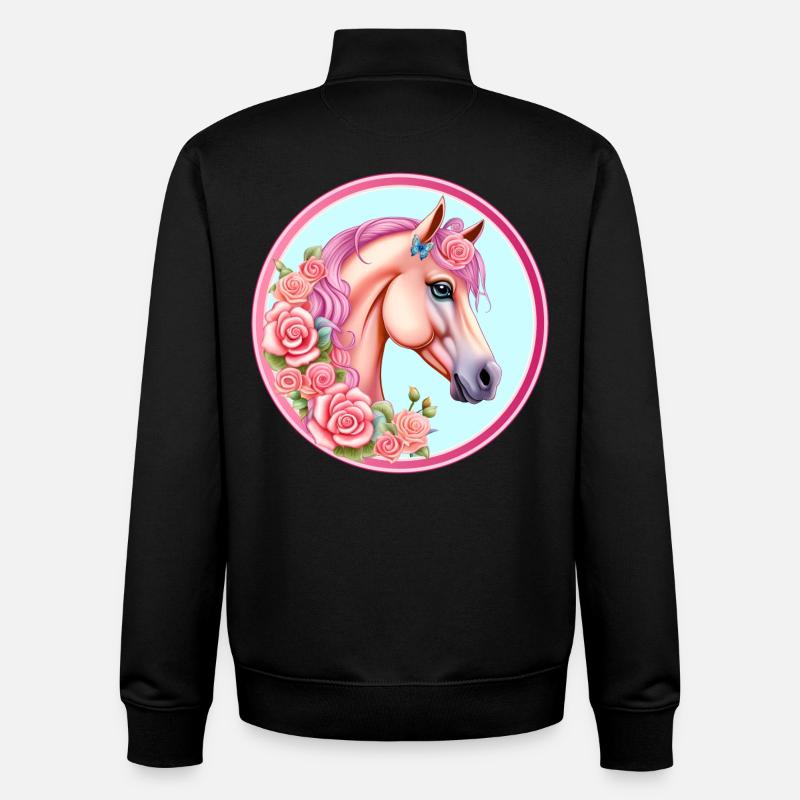 Majestueuse Rose Ross - Sweat zippé unisexe en coton bio Stanley/Stella - noir
