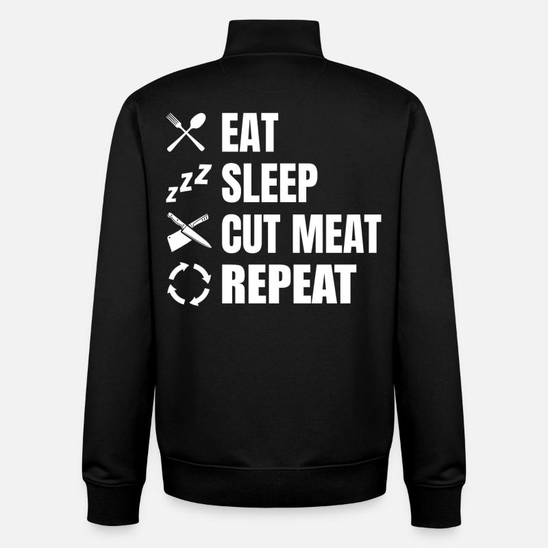Manger, dormir, boucher, répéter - Sweat zippé unisexe en coton bio Stanley/Stella - noir