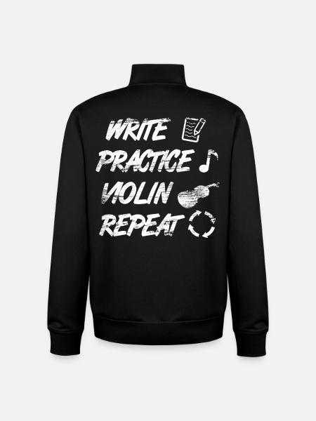 Practice writing, repeat violin - Unisex Organic Zip Sweatshirt by Stanley/Stella - black