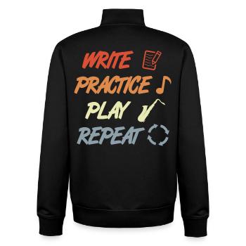 Write Practice Play Repeat - Unisex Organic Zip Sweatshirt by Stanley/Stella - black - Back - AI Model Male 185 light (185cm)