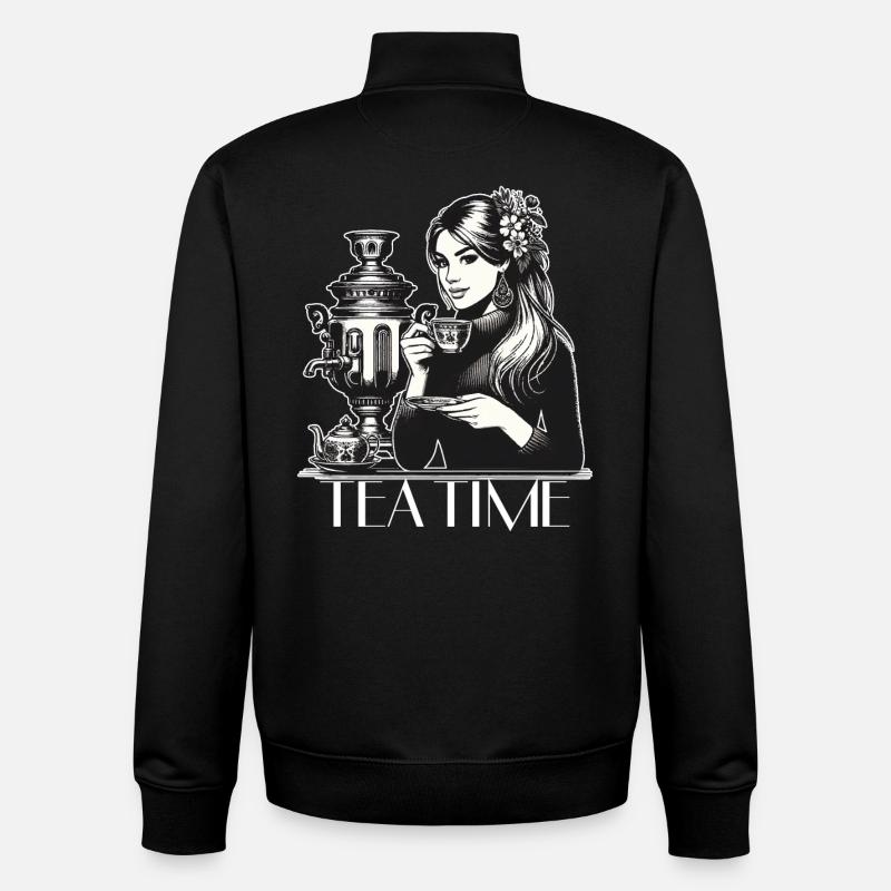 Samowar Teezeit Frau Geschenk - Unisex Organic Zip Sweatshirt von Stanley/Stella - Schwarz