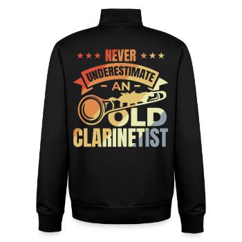 Unterschätze nie alte Klarinettisten - Unisex Organic Zip Sweatshirt von Stanley/Stella - Schwarz - Hinten - AI Model Male 185 light (185cm)